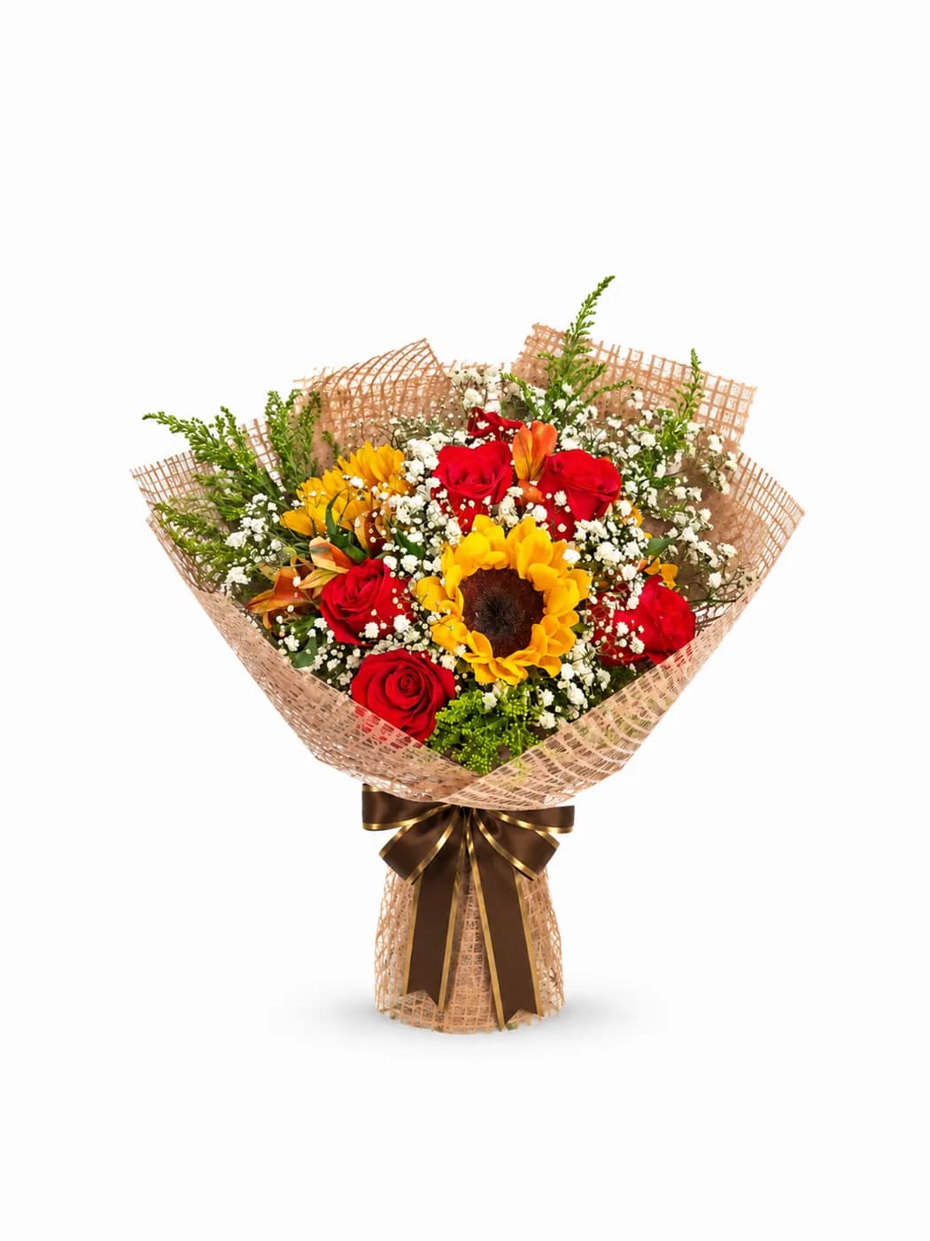 Buquê de 3 Girassóis e 6 Rosas